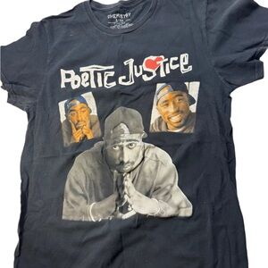 Chemistry‎ Poetic Justice Tupac Shakur Graphic T-Shirt Mens Small Black 2Pac Tee